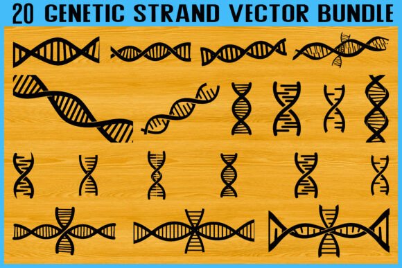 20 Genetic Strand DNA Vector Bundle: A Bold Graphic Asset for Creative Crafts