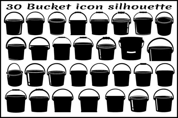 30 Bucket Icon Silhouette Bundle: A Bold Graphic for Modern Illustrations