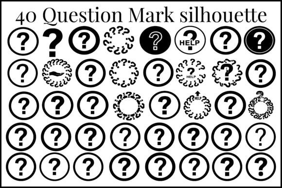 40 Question Mark Silhouette Set: A Graphic Design Asset for Creative Crafters