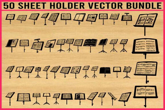 50 Sheet Holder Music Stand Vector for Crafts and Graphics