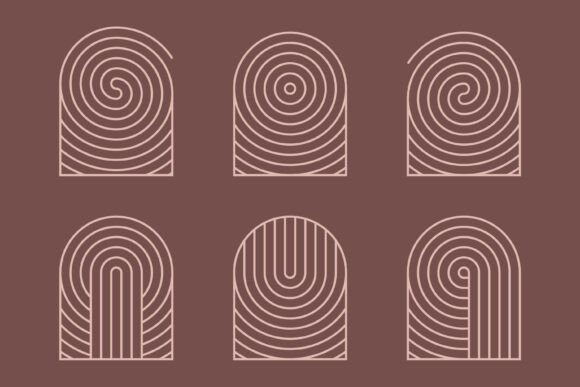 Archway Door Circle Line Fingerprint Graphics for Logo Templates