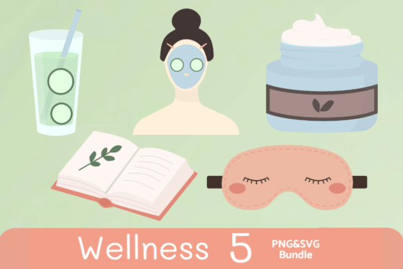Beauty Wellness Clipart: A Graphic Design Asset for Modern Content Creators
