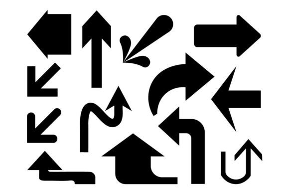 Black Arrow Icon Set Direction Vector for Crafting and Graphics