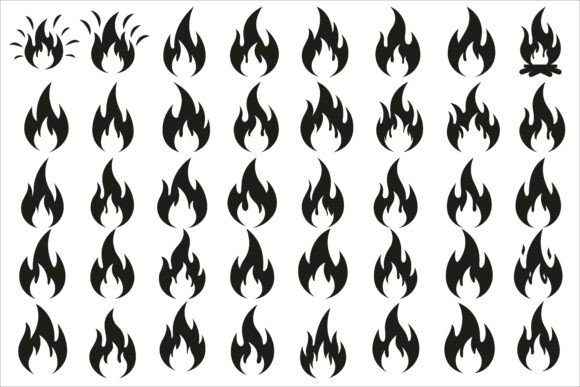 Bold Black Fire Flame Icon Vector Art: A Modern Design Asset for Content Creators