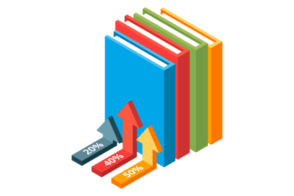 Book Sales Infographic Icon for Graphics and Illustrations
