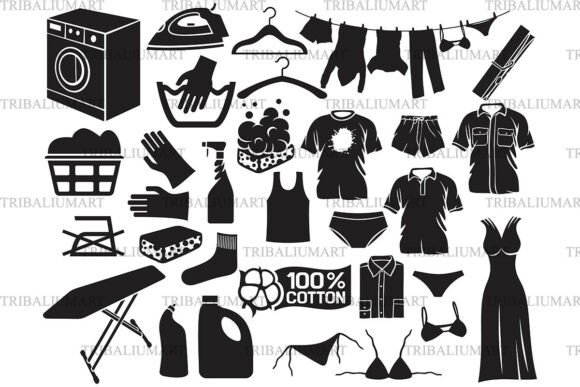Clean and Functional: Laundry Icons Set as a Powerful Graphic Design Asset