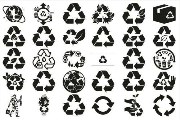 Clean Minimalist Recycle Silhouettes: A Modern Design Asset for Eco-Friendly Projects