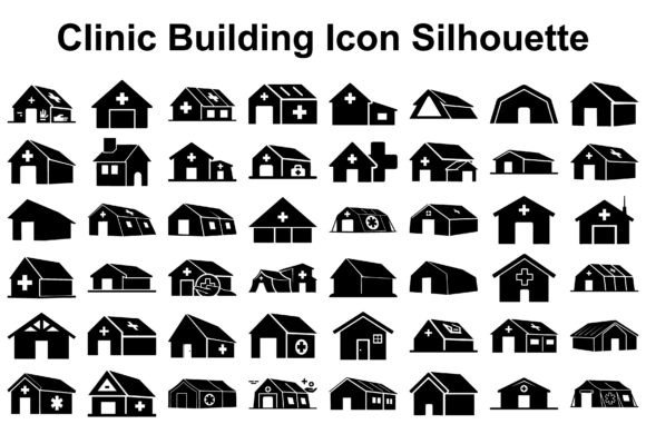Clinic Building Icon Silhouette: A Versatile Graphic for Healthcare Branding