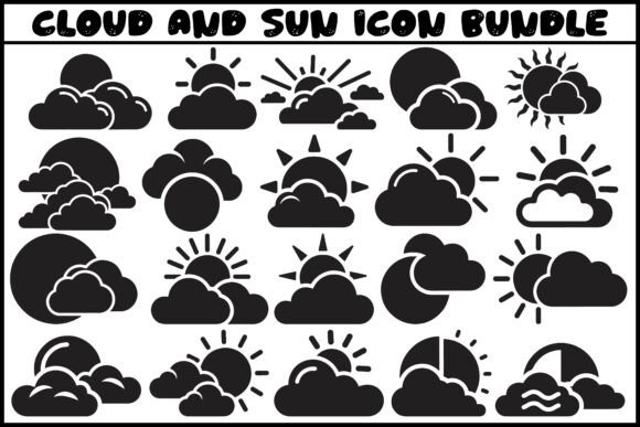 Cloud and Sun Icon Bundle – A Bold Graphic for Commercial Projects