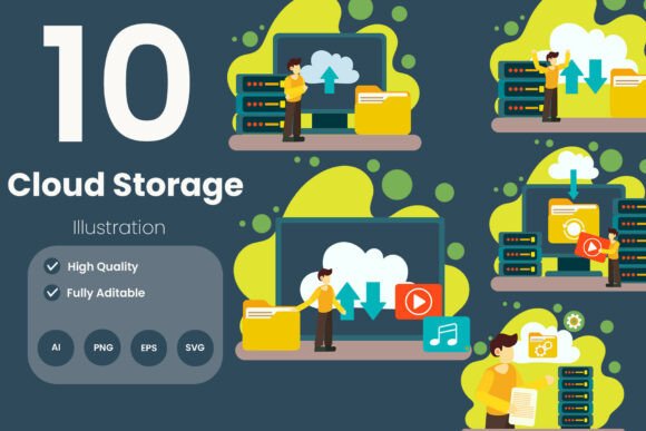 Cloud Storage Illustration Pack: A Modern Design Asset for Digital Branding