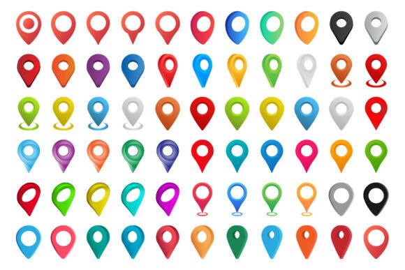 Colorful Map Pins Vector Icons SVG Set for Vibrant Branding and Packaging