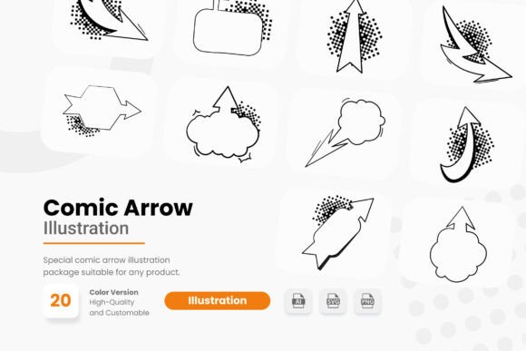 Comic Arrow Illustration for Embroidery Projects