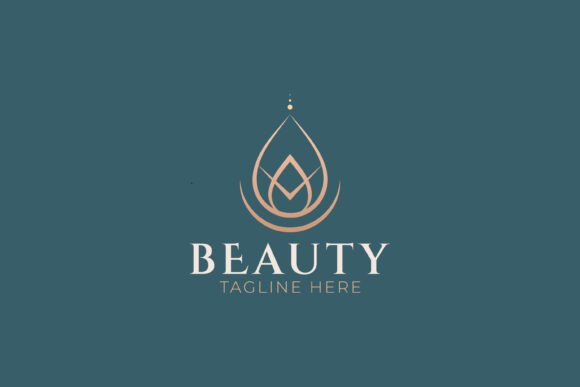 Elegant Lotus Water Drop Beauty Logo: A Modern Design Asset for Content Creators