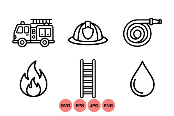Firefighter Icon Line Art Set Review for Embroidery Projects