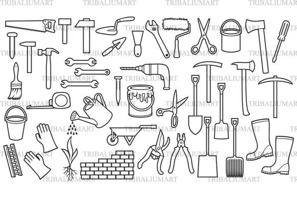 Garden Tools Thin Line Icons: A Modern Graphic Design Asset for Content Creators