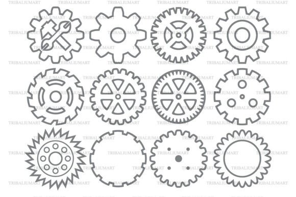 Gear Icons Collection: A Modern Graphic Design Asset for Creative Branding
