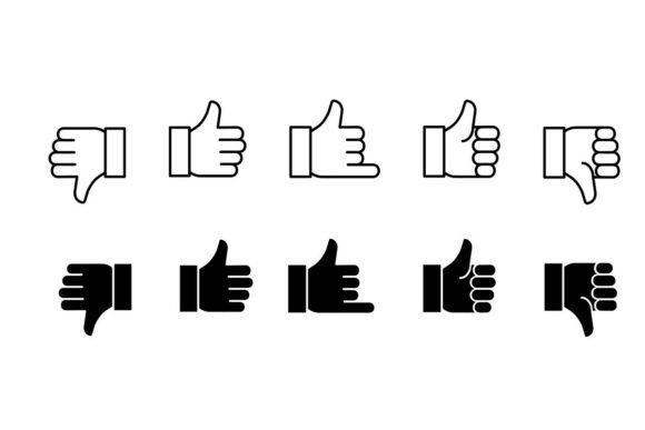 Hand Like and Dislike Gestures Icon Review for Real Embroidery Projects