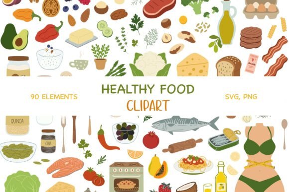 Healthy Food SVG PNG Clipart Bundle: A Powerful Graphic Design Asset for Content Creators