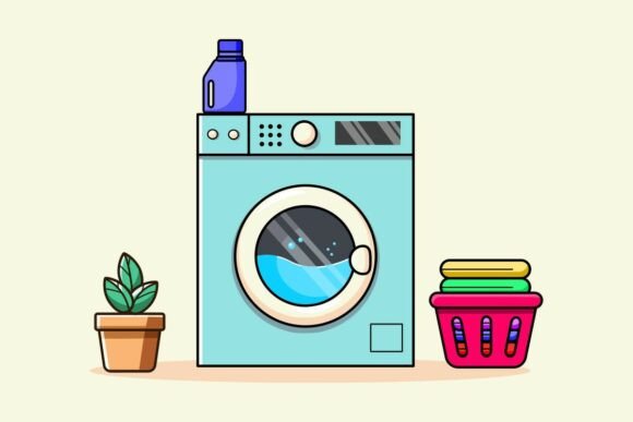Laundry Day Essentials Washing Machine: A Practical Graphic for Handmade Creations