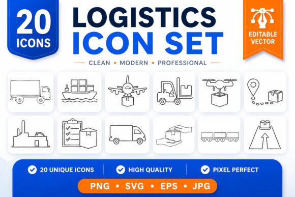 Logistics Icon Set: A Must-Have Graphic Design Asset for Modern Creators