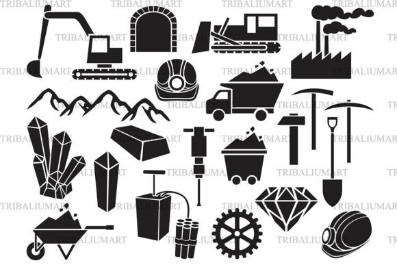 Mining Icons Collection: A Versatile Graphic Design Asset for Industrial-Themed Projects