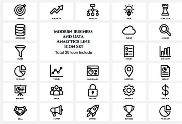 Modern Business and Data Analytics Line: A Practical Graphic Design Asset for Digital Sellers