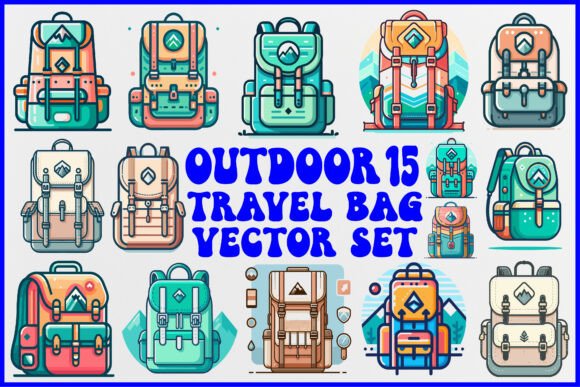 Outdoor Travel Bag Vector Set: A Crafters’ Graphic Asset for Adventure-Themed Designs