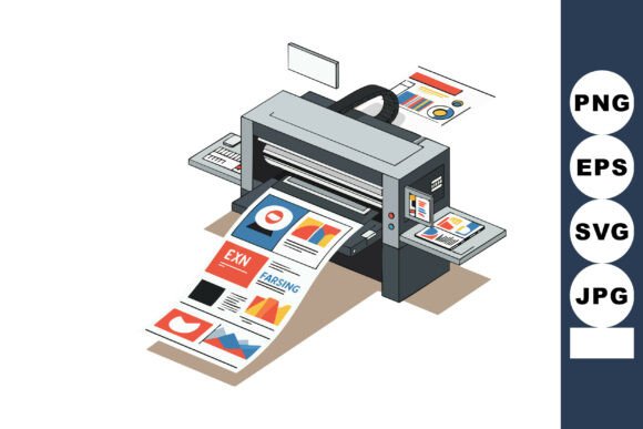 Printer Producing Colorful Infographic C: A Vibrant Graphic Asset for Crafters
