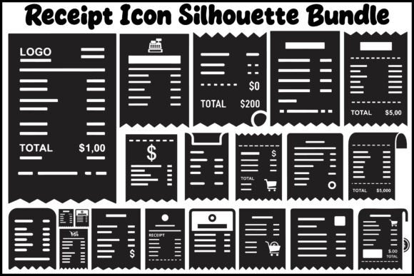 Receipt Icon Silhouette Bundle – Invoice: A Must-Have Graphic Design Asset for Content Creators