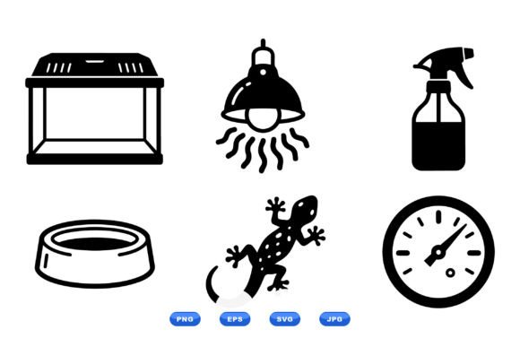 Reptile Terrarium Icon Set: A Modern Graphic Design Asset for Local Business Branding