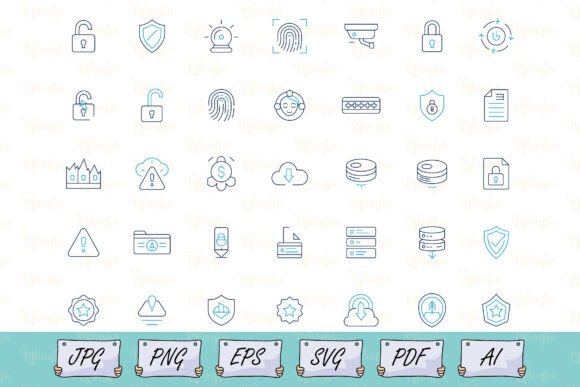 Security and Privacy Line Icons: A Modern Graphic Design Asset for Professional Branding