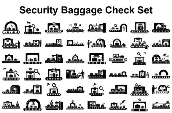 Security Baggage Checkpoint Silhouette Graphics for Modern Content Design