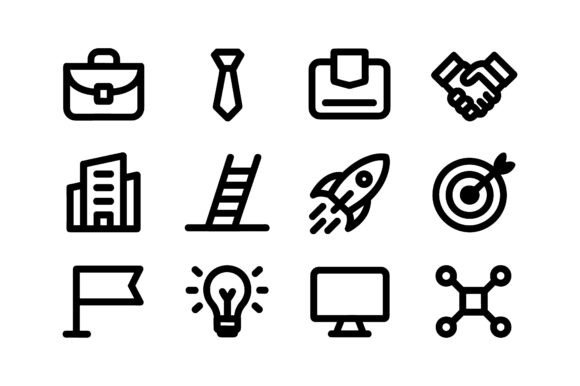 Startup Business Growth Icon Set EPS – A Graphic Design Asset for Commercial Use