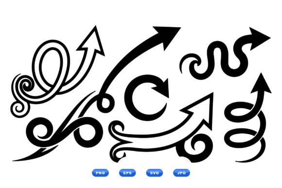 Swirl Arrow Clipart Collection: A Dynamic Design Asset for Crafts and Graphics